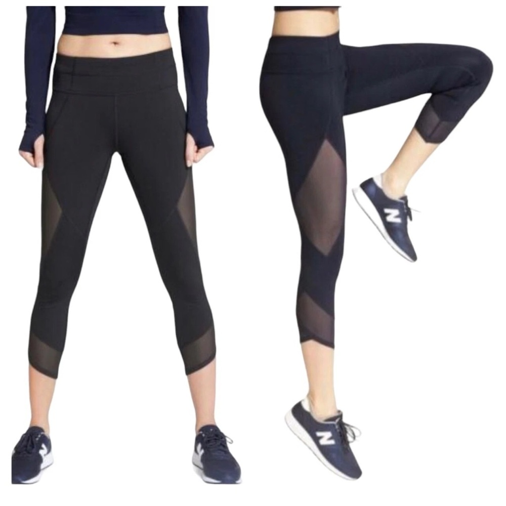 Athleta Black Mesh Panel Leggings